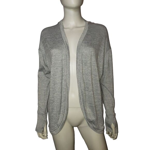 Athleta Sweaters - Athleta Gray Open Front Long Sleeve Cardigan Thumbholes Womens Size Small